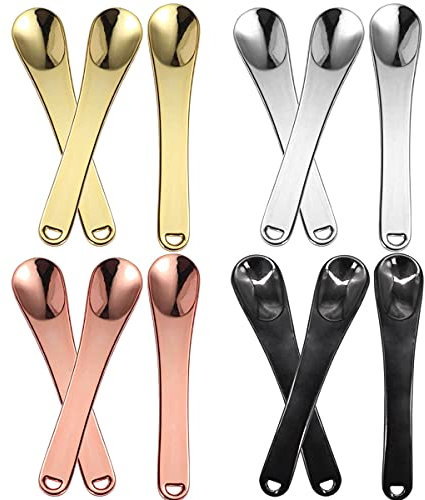 Beauty Scoop,Forreen 12 Pezzi Cucchiaio Cosmetico Mini Spatola Metallica Spatola Trucco Spatola Cosmetica per Miscelare e Campionare Cosmetici Viso Crema Viso