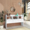Makastle Konsolentisch Beistelltisch Sideboard mit 3 offenen Fächern und 3 Schubladen, Eingangstisch Flurtisch Konsole für den Eingang und Wohnzimmer, Hochglanz-Weiß 105x30x70 cm Spanplatte