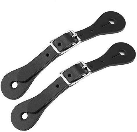 Correa de espuela, 1 par de Accesorios de Correa de Caballo Resistentes y duraderos, Correa de espuela Ecuestre de Cuero Genuino Hecha a Mano (黑)