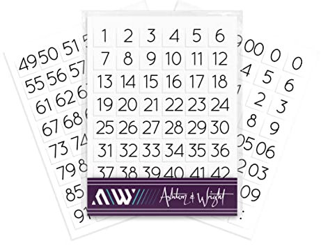 Ashton and Wright Nummerierte Aufkleber, 0–99, leicht abziehbar, 13 x 13 mm, 144 Stück