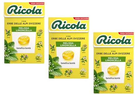 Ricola® | Melissa Limoncella | Uppfriskande schweiziska örtgodis | Hårda godis utan socker - 3 lådor (150 gr)
