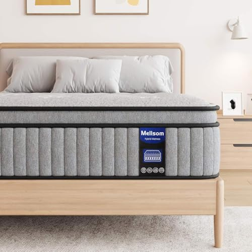 Mellsom King Mattress 5FT, Gel Memory Foam 7 Zone Pocket Sprung Hybrid King Size Mattress, 10 Inch Orthopedic Medium Firm Mattresses for Pressure Relief Motion Isolation, 150x200x25cm