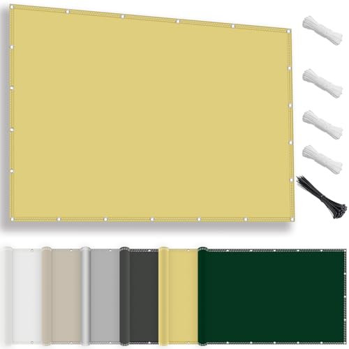 Vela Ombreggiante Impermeabile Rettangolare 3x4M,Tenda da Sole per Esterno, telo parasole con Occhielli, Tenda a Vela Parasole Occhiellato privacy, antivento per serre, terrazze, Sabbia