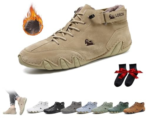 Italienska handgjorda höga stövlar Unisex Outdoor All-terräng Minimalistiska Beck-skor Lättviktsventilerande Halkfria Casual Barfotaskor for vandring Camping & kör Chukka-stövlar(Khaki Velvet,40 EU)