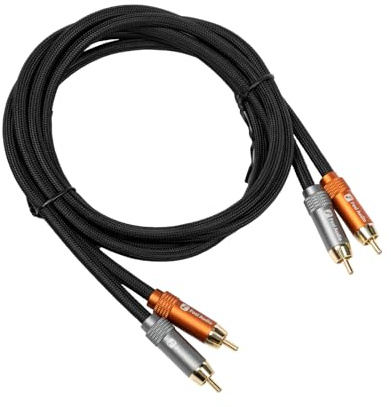 Fosi Audio 2RCA to 2RCA Cable 3.9Ft, Gold-Plated 2 RCA Male to 2 RCA Male Stereo Audio Cable for Home Theater Systems/Amplifier/Preamplifier/Active Speakers(1.2m/3.9Ft)