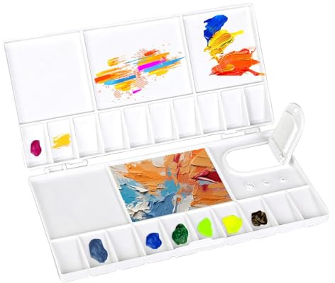 1 Piece Watercolor Palette Folding Paint Tray,Paint Palette With Lid,Folding Mixing Painting Palette,Folding Mixing Painting Palette,For Painting Projects,Beginners And Artists(White)