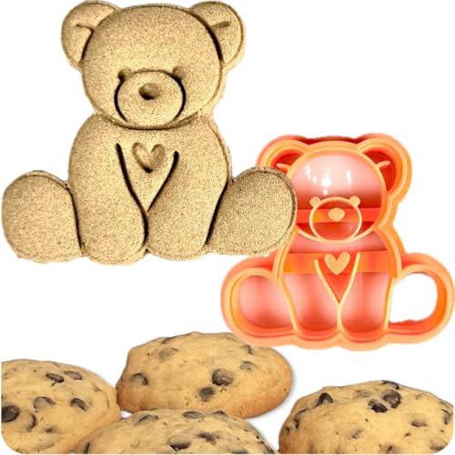 Taglia Biscotti Orsetto con Cuore - Tagliabiscotti Romantico per Bambini - Stampo 3D in PLA 7x7,7 cm - Handmade da Instile3D