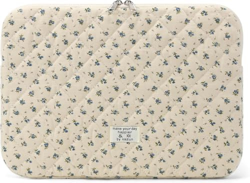 RuiDay Housse Ordinateur 15-15.6 Pouces, Pochette Ordinateur Portable Matelassée Motif Floral, Compatible avec MacBook Air 15/Pro 15/Pro 16 M5 M4 M3 M2 M1