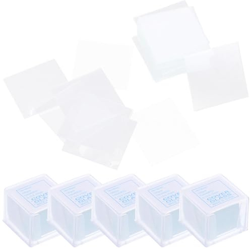 BUGUUYO 1000 Coprioggetti in Vetro Trasparente 18x18mm per Microscopio, Vetrini Coprioggetto Quadrati Pre-puliti Bordi Lisci, Accessori Laboratorio per Osservazioni Precise