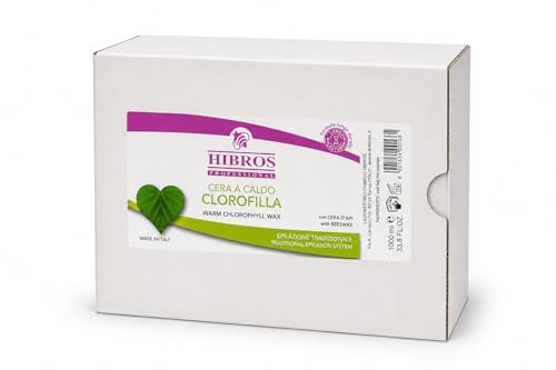 Hibros Professional Cera a Caldo Clorofilla, con Cera d'Api, Sistema di Epilazione Tradizionale, 1000 ml