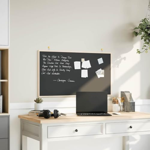 LoogCape krittavla med massiv furutram, svart, 100 x 55 cm, väggtavla för kontor, hemmakontor, kök, skola, barnrum, mångsidig anteckningsbok, hållbar, lätt att rengöra