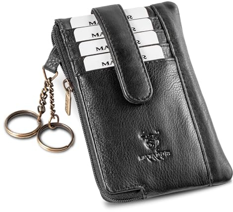 Matador® VERA custodia in pelle per chiavi fatta a mano RFID YKK Zipper nero