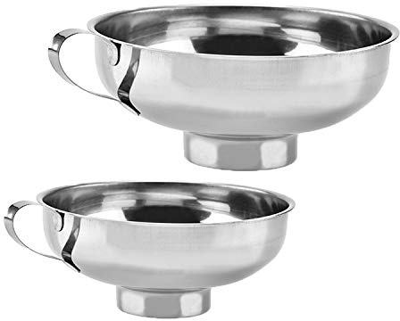 Set of 2 Pcs Mason Jar Funnel Set - Stainless Steel Canning Funnel with Handle for Wide and Regular Jars