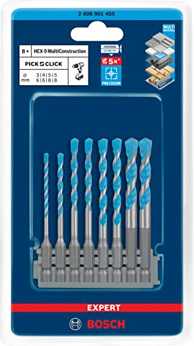 Bosch Expert HEX-9 MultiConstruction Bohrer-Set, Ø 3-4-5-5-6-6-8-8 mm