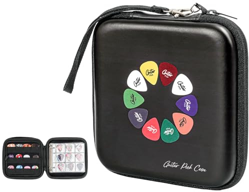 ProCase Guitar Pick Case, Pick Holder Stores 84 pcs Guitar Picks Collection Pick Storage Album Book Pick Display Water-Resistant, Durable EVA Material Bag for Guitar Player -Black