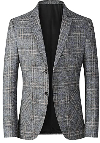 DUHGBNE Mens Blazer Jacket Plaid Checked Cuasual Smart Regular Long Sleeve Business Check Blazer versatile everyday suit Suitable for Work, Dating