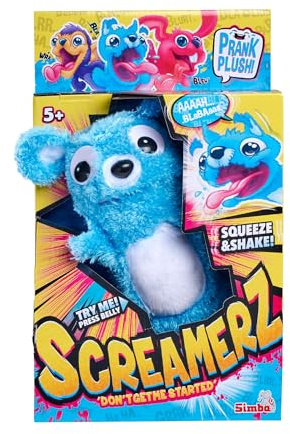 Simba ScreamerZ 105953331 Babbling Bear with Sound - Funny Cuddly Toy with Screaming Sounds - Plush Toy for Children from 5 Years, Approx. 30 cm, Blue