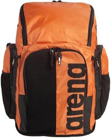 ARENA Spiky III Rucksack 45, Schwimmen, Athlet, Sport, Fitnessstudio, große Trainingsausrüstung, Schwimmtasche für Damen und Herren, 45 Liter, Orange