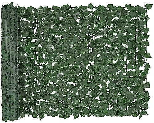 VEVOR Haie Artificielle 99x249 cm Brise Vue Clôture de Lierre Artificiel Intimité Support en Tissu Maillé et Joint Renforcé Déco Fausses Feuilles pour Jardin, Extérieur, Cour, Balcon, Terrasse, Patio