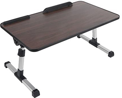 Hopfällbart Bärbar Datorbord för Säng, Lyftbart Bärbar Sängbord, Bärbart Ståbord Av Aluminiumlegering med Halkskydd, för Sovsal Soffa Soffa Golv (Valnöt)