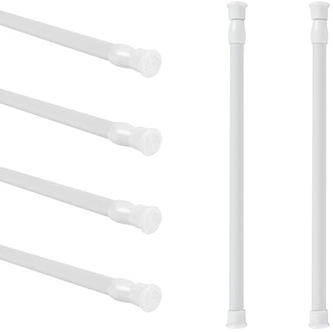 Minnhua 6 Piezas Barra De Cortina Ajustable 30-50CM De Plástico Autoadhesiva Extensible Con 8 Ganchos para Ventanas, Puertas y Armarios