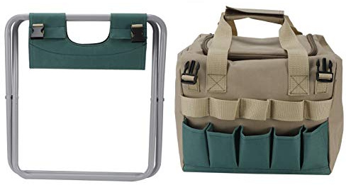 Akozon Taburete de Jardín Multifuncional Portátil con Bolsa de Herramientas – Silla Plegable para Jardinería, Camping y Al Aire Libre – C Act y Banco Plegable Ligero