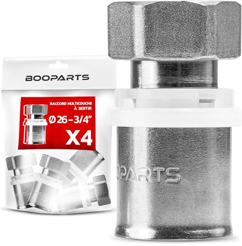 BOOPARTS – 4 st – Pressunion med vridbar mutter Ø26 mm – 3/4 (20–27 mm) | Multilager unionskoppling TH-profil | Robust mässingskoppling för servicevänliga installationer