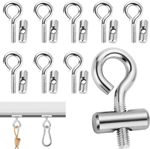 Yaunming 8 topes de refuerzo de 8 a 10 mm, accesorios para rieles de refuerzo, acero inoxidable 304 con mosquetón, kit de bloqueo de camping para caravanas, caravanas, tiendas de campaña y barcos