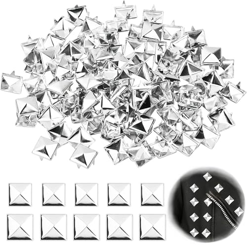 VVQWCY 1000 Stück Quadratische Nieten Metall, Ziernieten für Leder Silber, 8mm/10mm Studs für Taschen Kleidung Handschuhe Lederband Mäntel