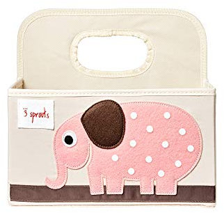 3 Sprouts - Wickeltasche Organizer - Baby Windel Caddy für Wickelutensilien - Wickelkorb & Wickelorganizer für Wickeltisch - Praktischer Wickelcaddy - Windel Organizer Korb - Elefant