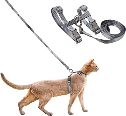 pidan Set di pettorina e guinzaglio per gatti, imbracatura regolabile a prova di fuga per gatti di taglia grande e piccola, leggera e morbida imbracatura per passeggiate e viaggi Petsafe grigio,