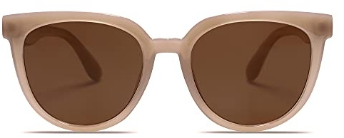 SOJOS Trendy Cat Eye Round Polarized Sunglasses for Women Fashion UV Protection Sunnies Sunglasses SJ2175, Brown Frame/Brown Lens