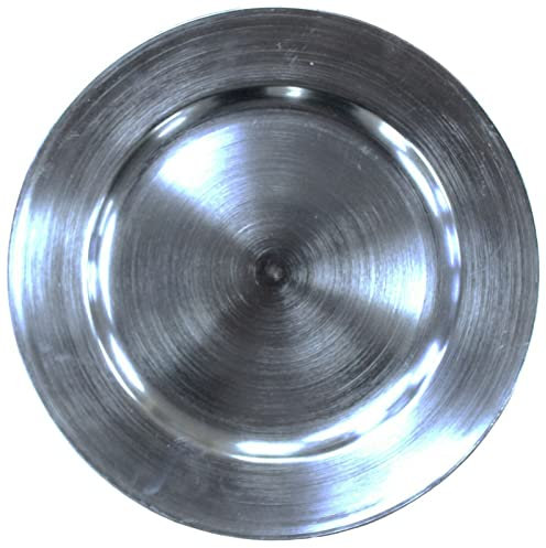 Cheerful Bargains Lot de 6 assiettes rondes en acier bleu 33 cm