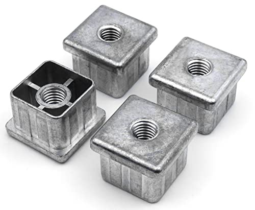 Design61 4 x gängproppar justerbara pluggar fotkåpor plug-in för fyrkantiga rör av gjuten zink 30 x 30 mm med M10 inre gänga lastkapacitet upp till 800 kg för väggtjocklek 2 mm