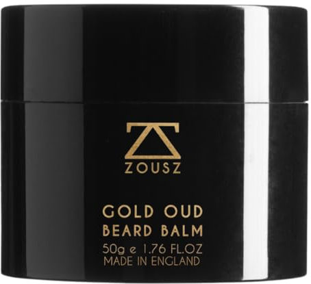 ZOUSZ Gold Oud Premium Bartbalsam – Hypnotische Bartpflege- und Hautpflegebutter mit erdigem Oud-Duft für Männer mit natürlichen Ölen – spendet Feuchtigkeit, pflegt und entfernt Barthaare, 50 g
