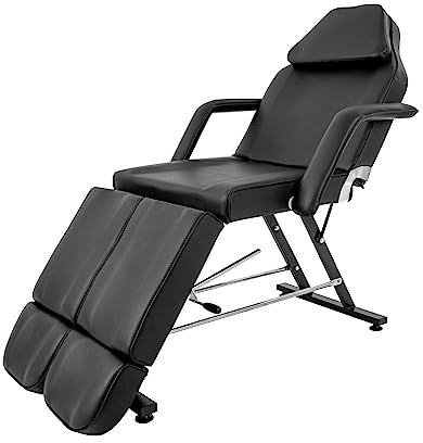 LiFuJunDong Professional Massage Table,PVC and Metal Lash Bed with Pre-Designed Breathing Holes and Removable Head Pads,Tattoo Table for Facial Cosmetic Treatment Body Massage (Black)