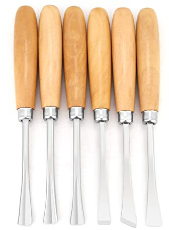 Strumenti per Intagliare il Legno, 6 Pezzi Set di Scalpelli a Mano per Intaglio del Legno Professionale Strumenti per Scolpire il Legno Fai-da-te Kit di Coltelli per Scolpire