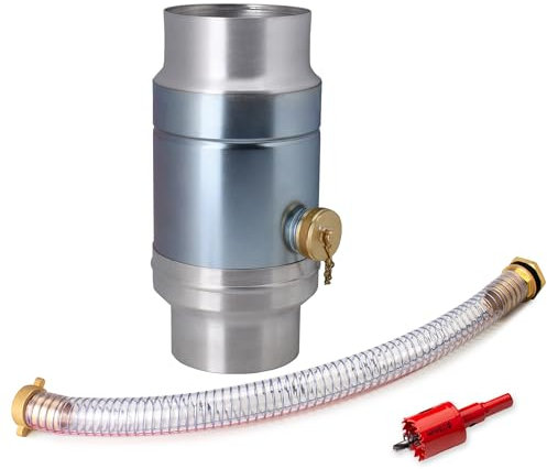 IGarden Collecteur d'eau de pluie 100 mm avec raccord tuyau et tonneau 45 cm, tuyau de descente, collecteur en zinc et aluminium double paroi