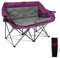 LANMOUNTAIN Folding Loveseat Camping Chair, Portable Double Chair w/Cup Holder,Wine Glass Holder,Carry Bag Heavy Duty Lawn Chair for 2 Adults,Perfect for Camp,Hiking,Picnics and Beach Trips,Purple
