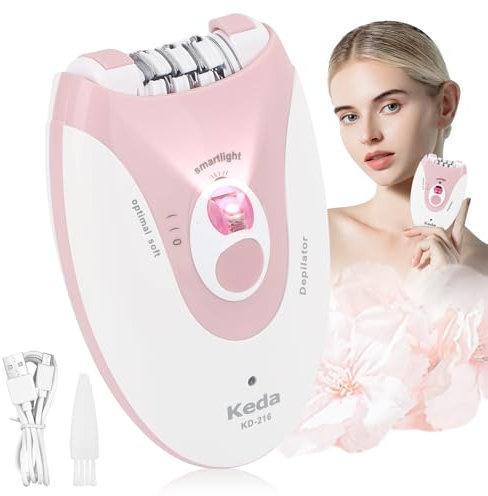 Facial Epilator - 2 Speed Setting, Rechargeable Mini Epilator with 36 Tweezers and LED Light - Cordless Lady Shaver for Face, Legs, Arms, Armpit, Bikini