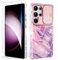 SHEDEER für Samsung S25 Ultra Hülle mit Schieberegler Kameraabdeckung + Schutzfolie, Samsung Galaxy S25 Ultra Hülle Ultradünn Leicht, Glänzend Fade-Resistant Muster-Design Handy Case (Lila)