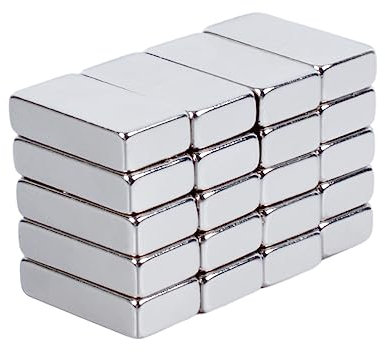 Aenienoe 20-pack magneter stark neodym magnet bar platta kylskåpsmagneter för hantverk whiteboard rektangulär magnet 20 x 10 x 5 mm