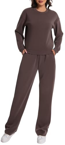 Rolcoassuns Women Modal Lounge Set 2 Pezzi Abiti Autunnali Felpa Oversize Pantaloni a Gamba Larga con Tasche