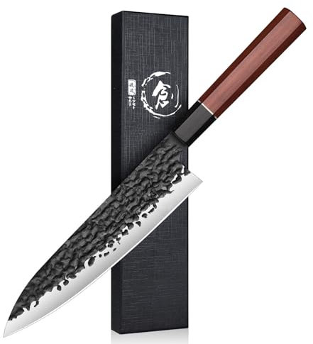 SMITH CHU Japanisches Küchenmesser Profi – 36cm Gyuto, Chefmesser mit Hammerschlag-Finish, Scharfe Kochmesser, Japan Messer für Fleisch, Fisch & Gemüse, Hochwertiges Küchenmesser in Geschenkbox