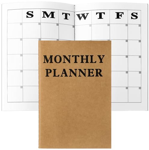 Fullhawl Undated Monthly Planner, 2026 Blank Pocket Weekly Planner with Kraft Cover, Mini Calendar Book for Office, Blank Date Goal/Time Organizer, 20 Sheets(5.8 x 8.3 Inch)