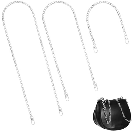 GENZYRE 3 Collane da 120 Cm, 40 Cm, 80 Cm, in Argento, Catena A Portafoglio, Sottile, Accessori per Borse, Tracolla per Borse da Donna