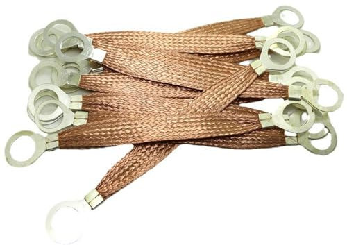 LUMoony Ground Tape Ground Bands Pack of 5 Grounding Tape Copper Braid Car Braided Wire for Grounding Cable Trays Distribution Boxes Used Copper Mesh