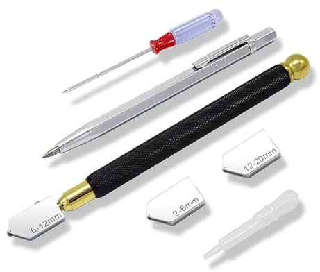 Pesfehhy Glasskärkniv 2 mm till 20 mm, glaskniv med legeringsspets, legering gravering och plottpenna, för glas, mosaik och hantverk