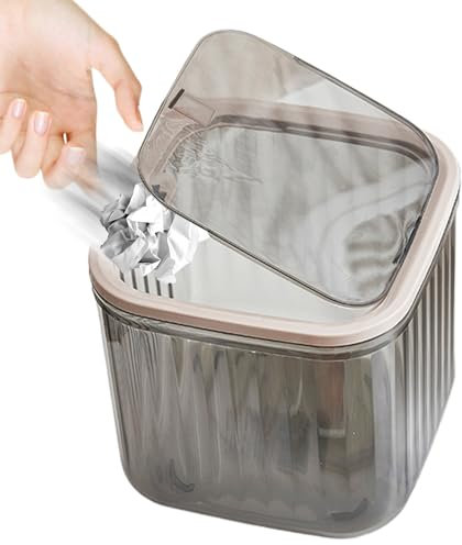 Secchio Per Rifiuti Da Tavolo - Secchio Cosmetico | Spazzatura | Secchio Per Rifiuti A Spinta Compatta Fatta Per Animali Domestici Per La Scrivania Soggiorno Camera Per Bambini Con Coperchio E Funzion