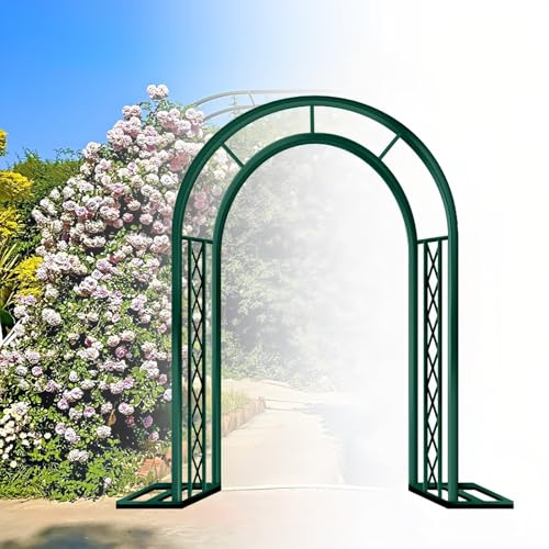 Arco de jardín de metal para plantas trepadoras, 300 x 230 cm, verde oscuro, ideal para flores, hierbas, verduras y frutas, decoración resistente al aire libre